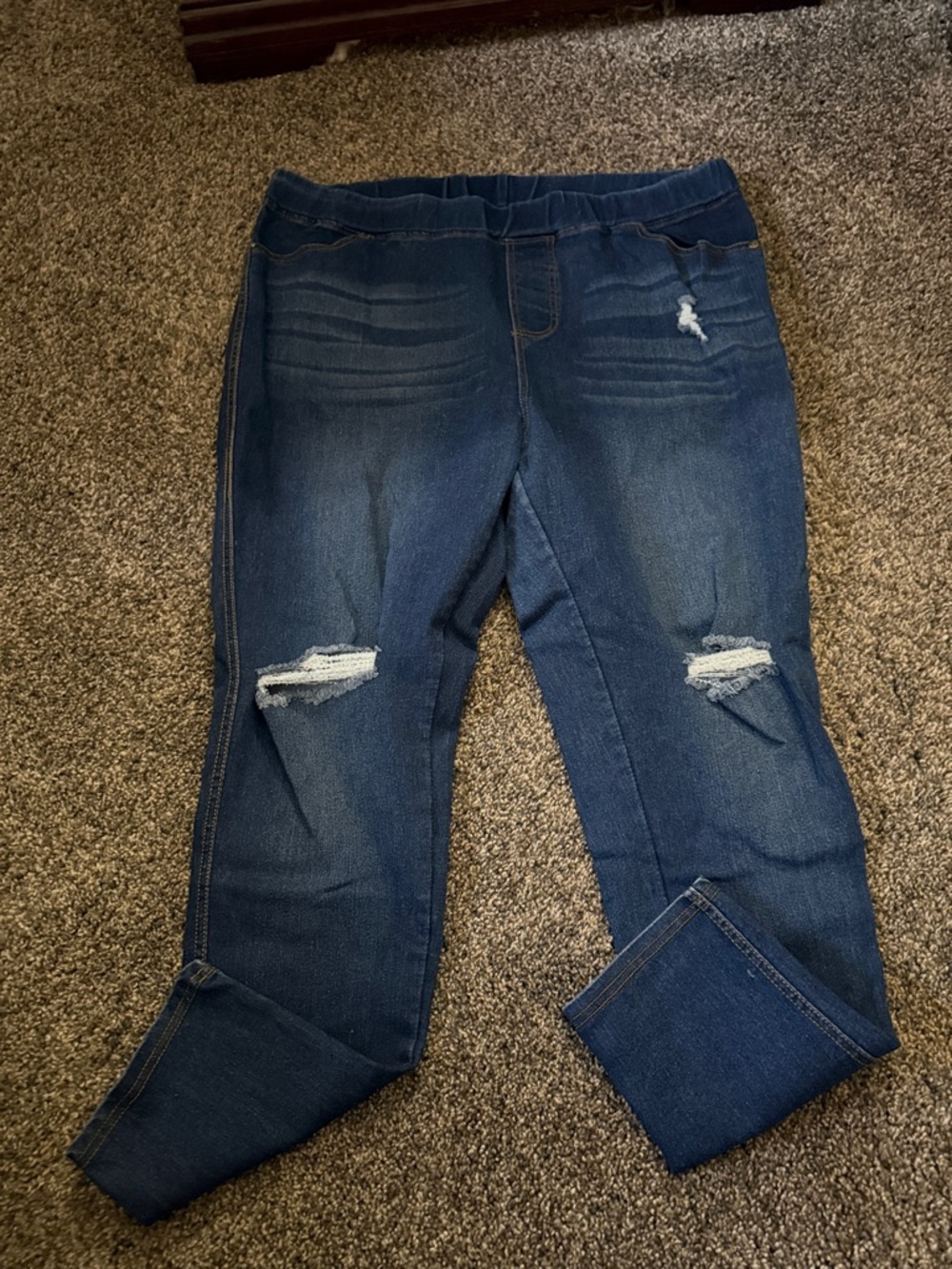 JVINI Dark Blue Distressed Jeggings